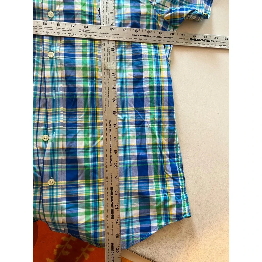 Polo Ralph Lauren Performance Shirt Mens Small Blue Plaid RL Untucked Fit S/S